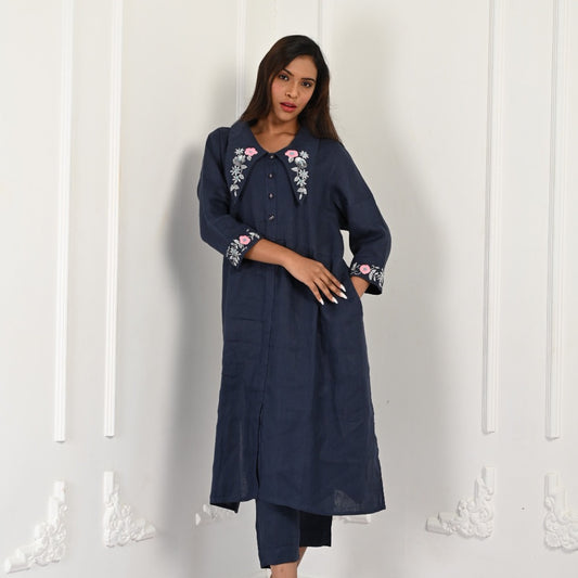 Linen Midnight Blue Co-Ord Set