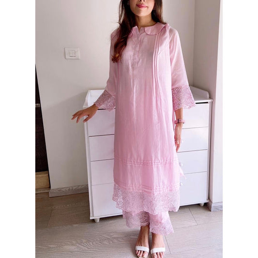 Kurta Set with Organza Embroidery