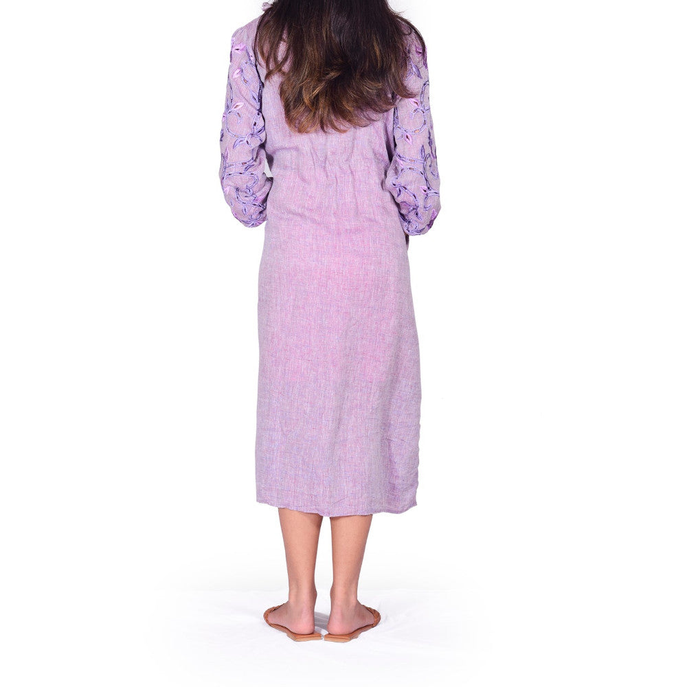 Amethyst Pure Linen Cutwork Dress