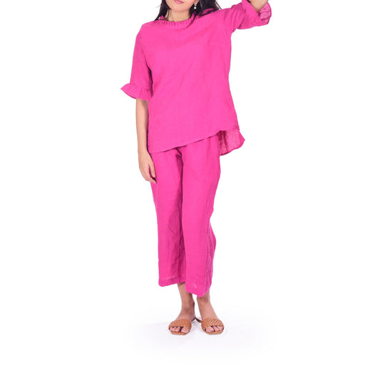 Raspberry Pure Linen Co-ord Set