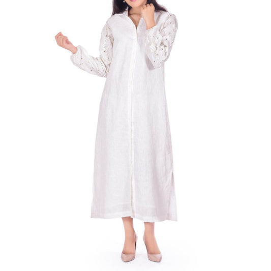 French Riviera Cutwork Pure Linen Dress