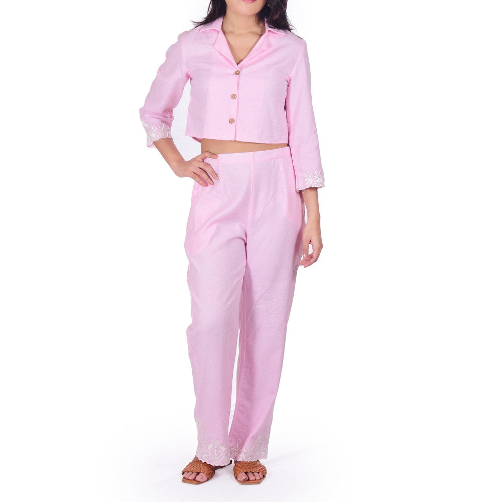 Candy Pink Embroidered Co-ord Set