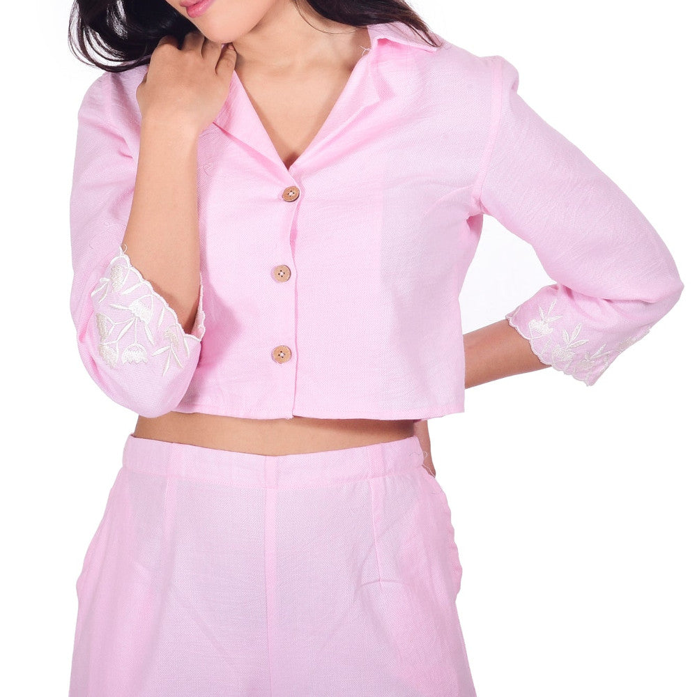 Candy Pink Embroidered Co-ord Set