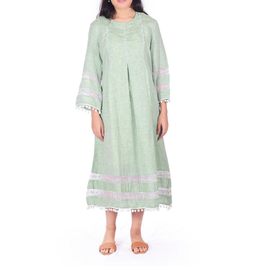 Matcha Pure Linen Organza Dress