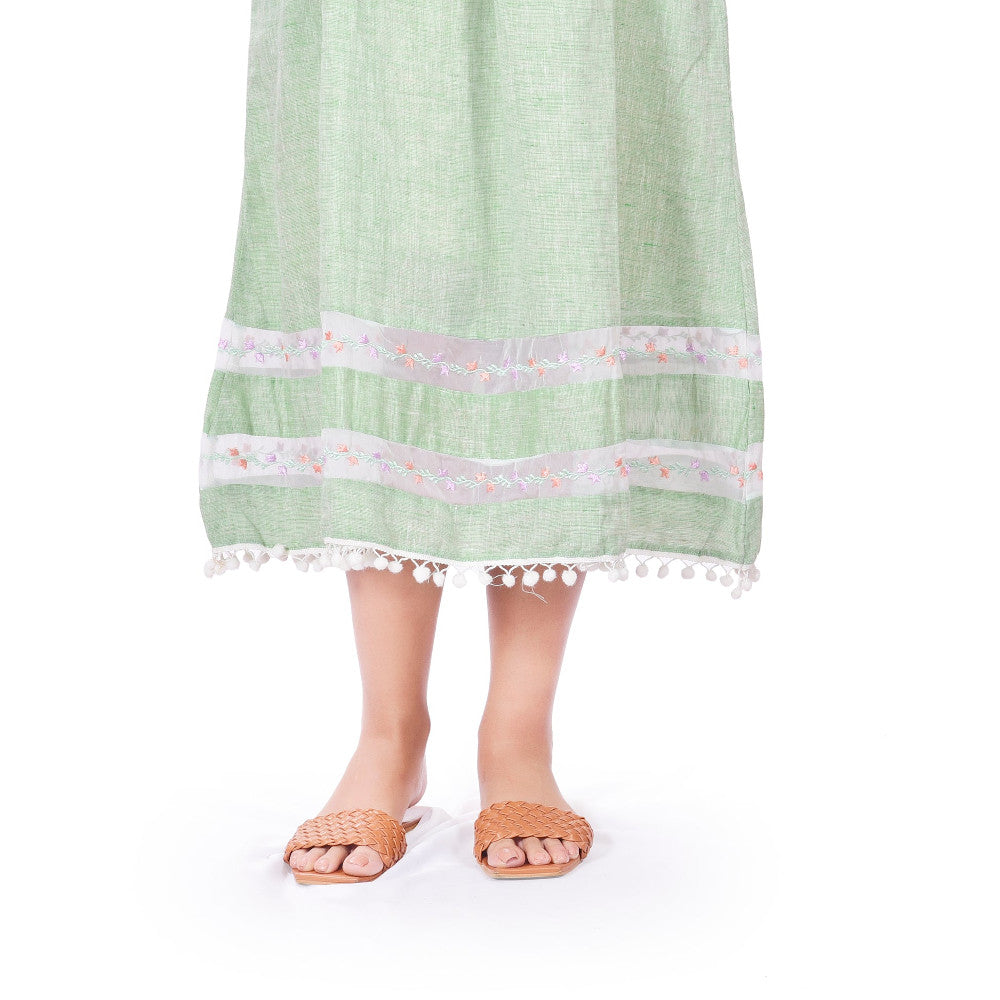 Matcha Pure Linen Organza Dress