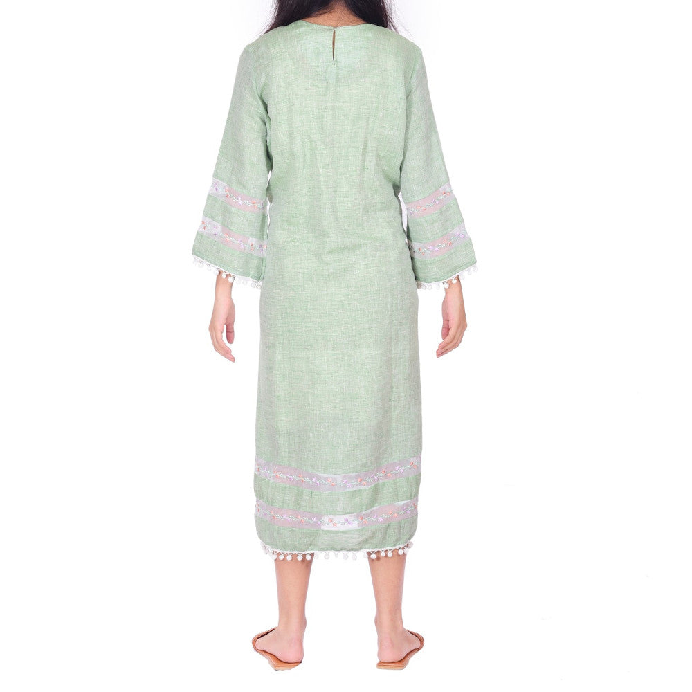 Matcha Pure Linen Organza Dress