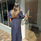 Pure Linen Dress in Navy Blue