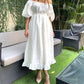 Pure Linen Midi Dress in White