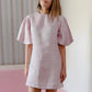 Pure Linen Puffy Sleeve Dress in Lavender