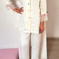 Gardenia Seashell Pure Linen and Organza Co-ord Set in Oatmeal
